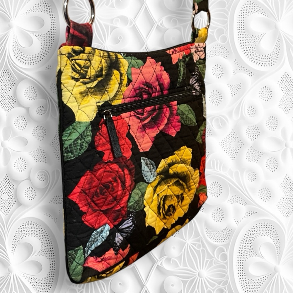 Vera Bradley Hipster Crossbody Bag Havana Rose Butterfly Floral Red Yellow Black - Picture 12 of 15